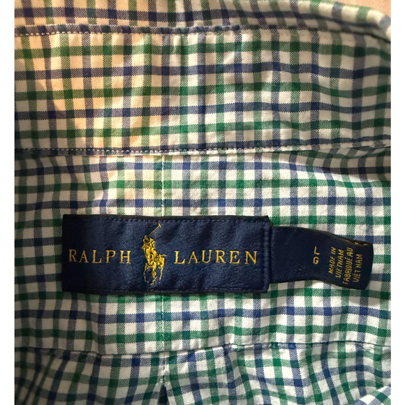 Ralph Lauren Mens Long Sleeve Shirt Size L Blue Green Button Down Blue Label - Picture 2 of 11